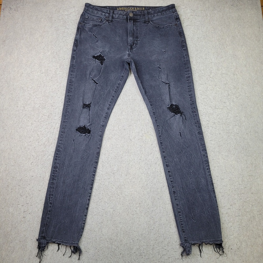 American Eagle‎ Extreme Flex Slim Fit Jeans Mens 33x32 Black Faded Distressed